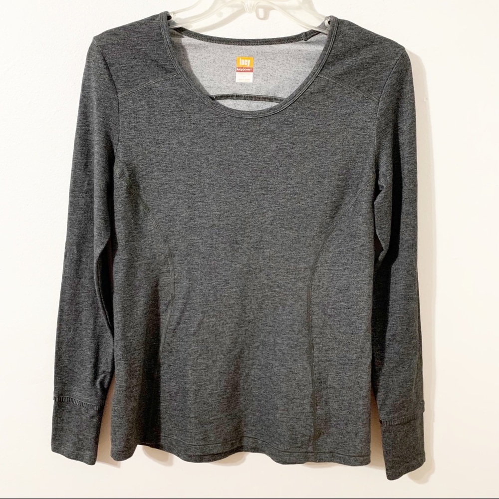 Lucy Lucy Power Long Sleeve Top with Ruffles Detail at Cuffs and Across Back 🩶